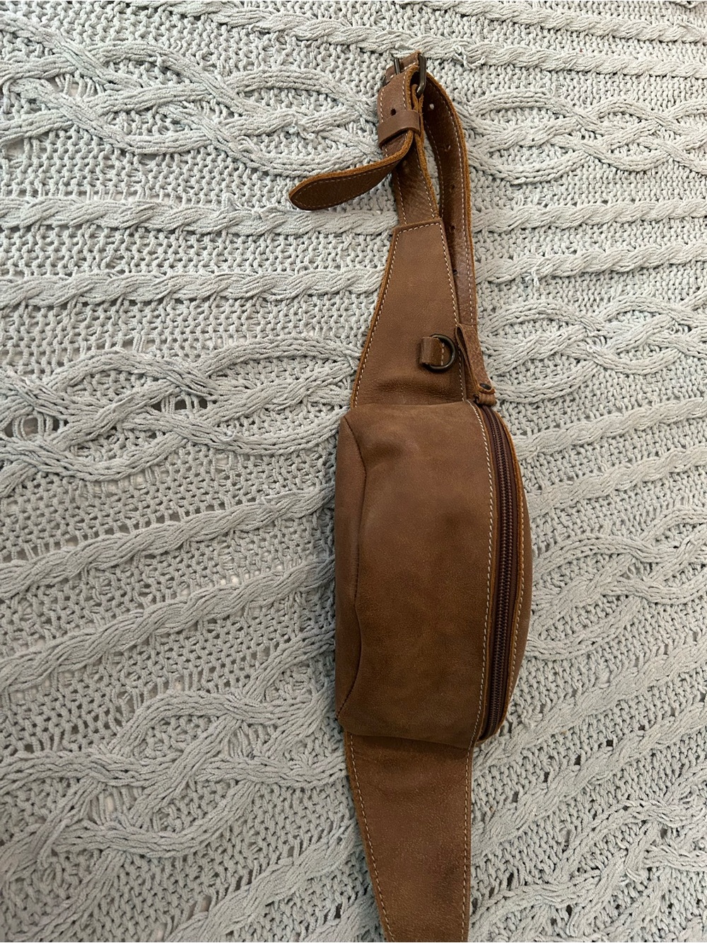 Roots Tan Brown Leather Belt Bag
